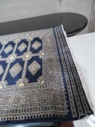 Persian Rug, K8D3UQXH, Blue & Beige Kashmir Pure Wool Pile Jaldar, 2160mm L x 1350mm W - 4