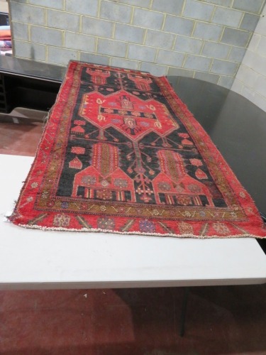 Persian Rug, KVJPUJGY, Red & Black Sad Oriental Carpet Wool Pile, 2630mm L x 1180mm W