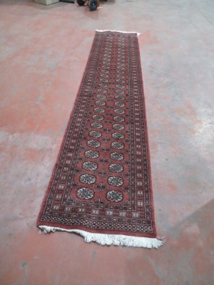 Persian Rug, KADD2X6K, Hallway Runner, Brown & White Pakistan Pure Wool Pile Fine Tekke, 3590mm L x 780mm W