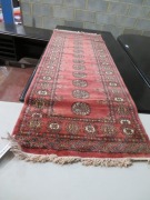 Persian Rug, K8UK7KA, Pink & Beige, Pakistan Pure Wool Pile BOKHARA, 2200mm L x 770mm W (Stains on Tassels)