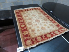 Persian Rug, K361J681, Red & Cream Afghanistan Pure Wool Pile CHOBI, 1200mm L x 860mm W (Stains on Rug)