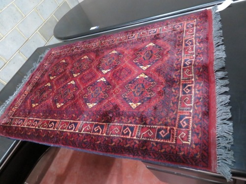 Persian Rug, KXAYRLWX, Black, Red, Beige & Dark Tassels Pakistan Pure Wool Pile, 1520mm L x1040mm W