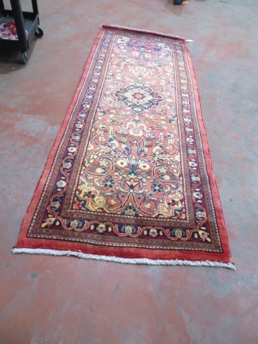 Persian Rug, K4ZGH6K3, Hallway Runner, Red, Blue, Beige Persian Pure Wool Pile, 3140mm L x 1180mm W