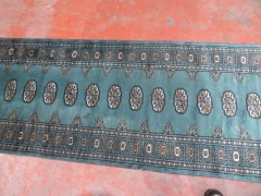 Persian Rug, K852C75K, Hallway Runner, Green Pakistan Pure Wool Pile BAKHARA, 2970mm L x 880mm W (Stained) - 3
