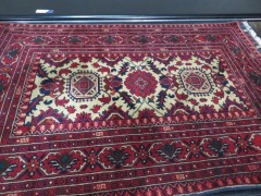 Persian Rug, KBH159FO, Red, Black, Cream Afghanistan Pure Wool Pile KUNDUZ, 1470mm L x 970mm W - 4