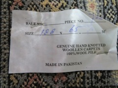 Persian Rug, KOXQUXJO, Hallway Runner, Greys & Cream Pakistan Pure Wool Pile BOKHARA, 1880mm L x 650mm W - 7