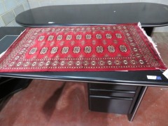 Persian Rug, Red, Black & Cream Pakistan Pure Wool Pile MORT BOKHARI, 1160mm L x 940mm W - 2