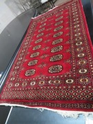 Persian Rug, Red, Black & Cream Pakistan Pure Wool Pile MORT BOKHARI, 1160mm L x 940mm W - 3