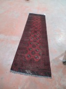 Persian Rug, K3UNDFUD, Hallway Runner, Red & Black Afghanistan Pure Wool Pile TURKOMAN, 2800mm L x 780mm W