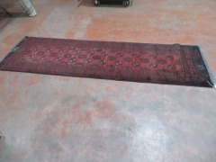 Persian Rug, K3UNDFUD, Hallway Runner, Red & Black Afghanistan Pure Wool Pile TURKOMAN, 2800mm L x 780mm W - 2
