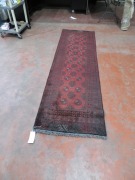 Persian Rug, K3UNDFUD, Hallway Runner, Red & Black Afghanistan Pure Wool Pile TURKOMAN, 2800mm L x 780mm W - 3