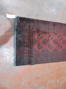 Persian Rug, K3UNDFUD, Hallway Runner, Red & Black Afghanistan Pure Wool Pile TURKOMAN, 2800mm L x 780mm W - 4