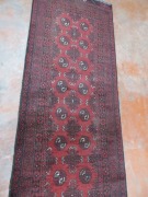 Persian Rug, K3UNDFUD, Hallway Runner, Red & Black Afghanistan Pure Wool Pile TURKOMAN, 2800mm L x 780mm W - 5