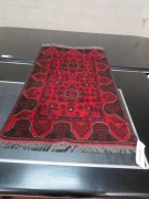 Persian Rug, KEU9UNL8, Red, Navy & Dark Tassels Afghanistan Pure Wool Pile KHALMOHAMMID, 1220mm L x 720mm W