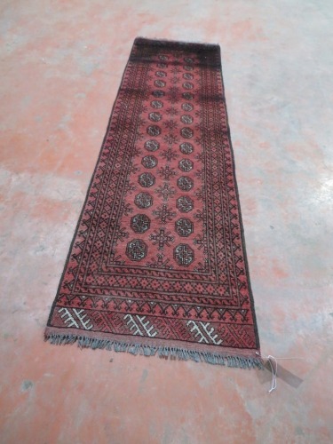Persian Rug, K5W2GU26, Hallway Runner, Red, Black & Beige Pakistan Hand Knotted Wool Rug, 2880mm L x 800mm W