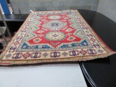Persian Rug, KMMYQ5BW, Red, Green, Blue & Cream Afghanistan Pure Wool Pile KAZAK, 2220mm L x 1530mm W - 2