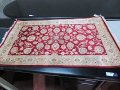 Persian Rug, KM725120, Red & Cream Persian Iran Pure Wool Pile MAHAK Silk Highlights, 1550mm L x 930mm W - 2