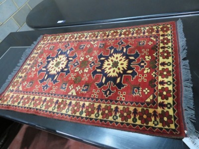 Persian Rug, K5ZERFN9, Reds, Black & Beige Afghanistan Pure Wool KANGHAI, 1290mm L x 860mm W