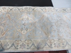 Persian Rug, KFK238LO, Hallway Runner, Blue & Cream Indo Persian Wool Pile QATAN, 2420mm L x 750mm W - 4