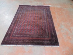 Persian Rug, K904W2UM, Reds, Orange & Blues Afghanistan Pure Wool Pile ROSHANI, 1980mm L x 510mm W (Stained Dye Run) - 3