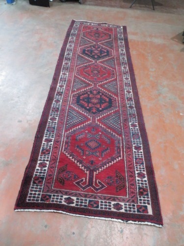 Persian Rug, (No Label) Hallway Runner, Reds, Blue & Beige Sad Oriental Carpets, 3390mm L x 1060mm W
