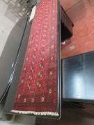 Persian Rug, (No Label) Red, Black & Cream Afghanistan Pure Wool Pile TURKOMAN, 2860mm L x 770mm W - 3
