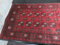 Persian Rug, (No Label) Red, Black & Cream Afghanistan Pure Wool Pile TURKOMAN, 2860mm L x 770mm W - 4