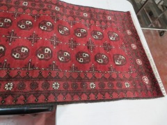 Persian Rug, (No Label) Red, Black & Cream Afghanistan Pure Wool Pile TURKOMAN, 2860mm L x 770mm W - 6