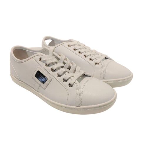 Dolce & Gabbana Men's White Leather CS0930 Sneakers Shoes- Size: 40