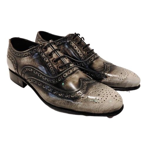 Versace Collection Grey/NHT Brogues Leather - V900331 VES010 V020 - Size: 40