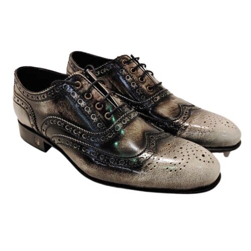 Versace Collection Grey/NHT Brogues Leather - V900331 VES010 V020 - Size: 42