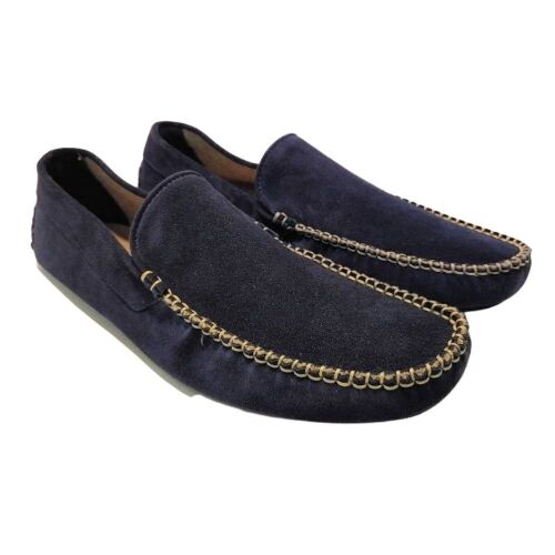 Canali Mens Blue Soft Suede Slippers - Size: 45